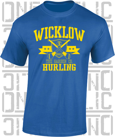 Crossed Hurls Hurling T-Shirt Adult - Wicklow