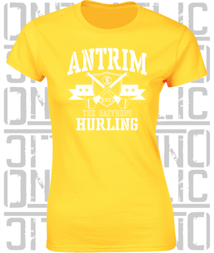 Crossed Hurls Hurling T-Shirt - Ladies Skinny-Fit - Antrim