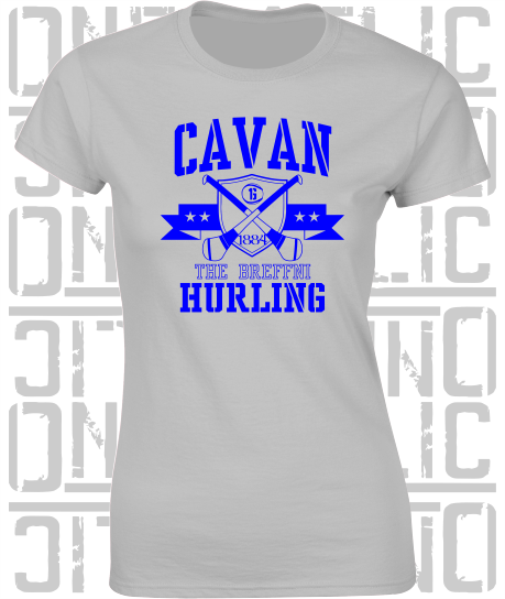 Crossed Hurls Hurling T-Shirt - Ladies Skinny-Fit - Cavan