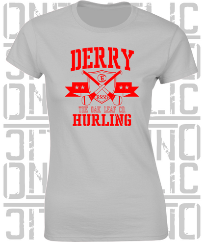Crossed Hurls Hurling T-Shirt - Ladies Skinny-Fit - Derry