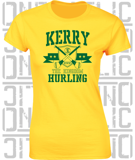 Crossed Hurls Hurling T-Shirt - Ladies Skinny-Fit - Kerry