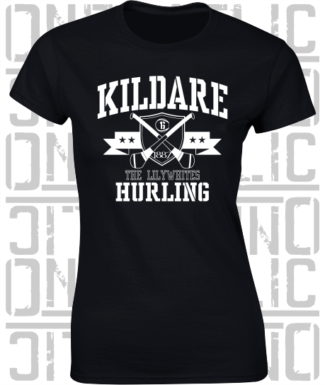Crossed Hurls Hurling T-Shirt - Ladies Skinny-Fit - Kildare