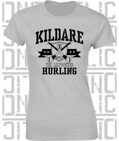 Crossed Hurls Hurling T-Shirt - Ladies Skinny-Fit - Kildare