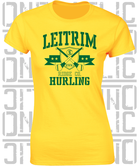 Crossed Hurls Hurling T-Shirt - Ladies Skinny-Fit - Leitrim