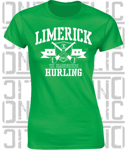 Crossed Hurls Hurling T-Shirt - Ladies Skinny-Fit - Limerick