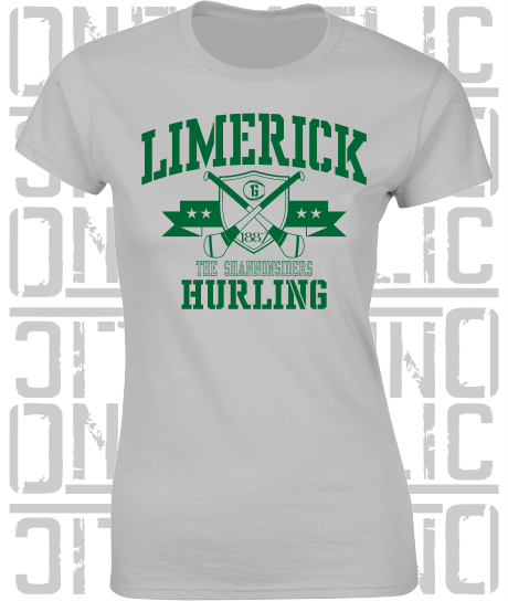 Crossed Hurls Hurling T-Shirt - Ladies Skinny-Fit - Limerick