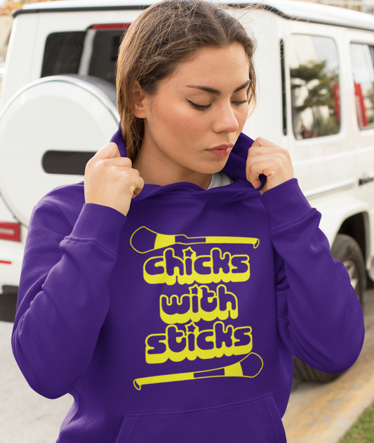 Chicks With Sticks, Camogie Hoodie - All Counties Available - Adult