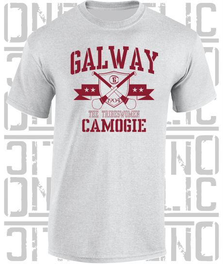 Crossed Hurls Camogie T-Shirt Adult - Galway