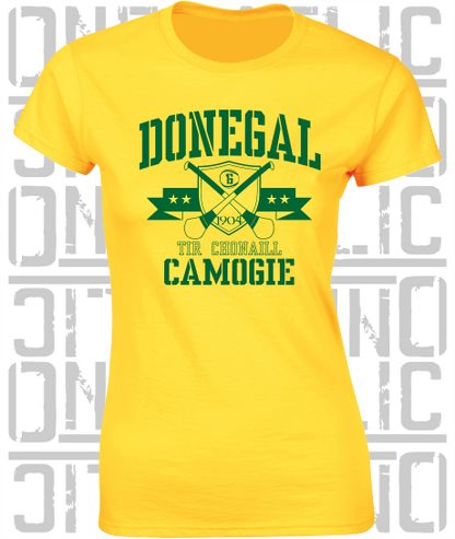 Crossed Hurls Camogie T-Shirt - Ladies Skinny-Fit - Donegal