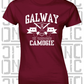 Crossed Hurls Camogie T-Shirt - Ladies Skinny-Fit - Galway
