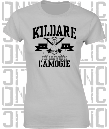 Crossed Hurls Camogie T-Shirt - Ladies Skinny-Fit - Kildare