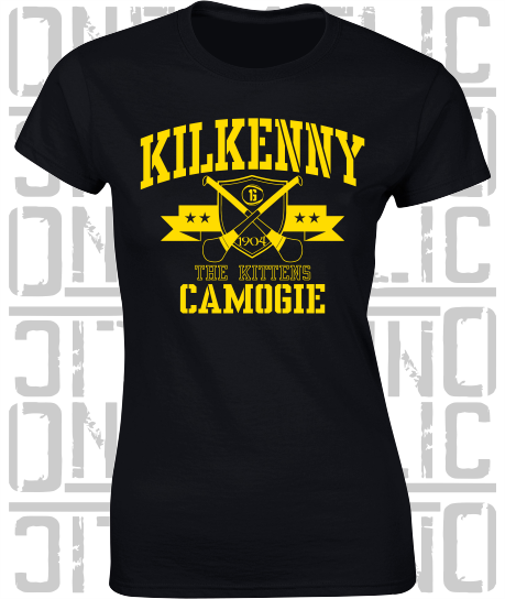 Crossed Hurls Camogie T-Shirt - Ladies Skinny-Fit - Kilkenny