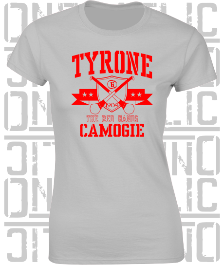 Crossed Hurls Camogie T-Shirt - Ladies Skinny-Fit - Tyrone